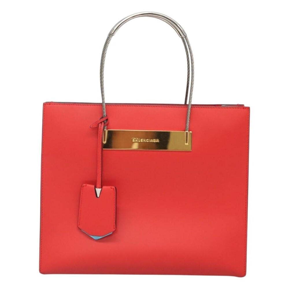Balenciaga Leather Cable Shopper S Handbag Red
